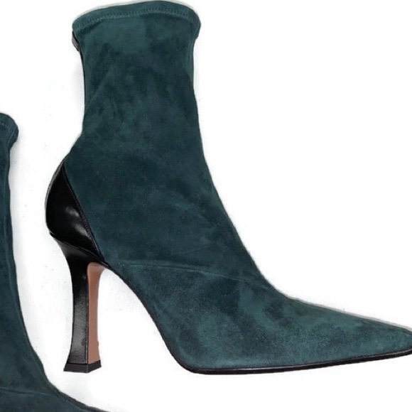 Celine Madame Green Suede Booties Ankle Boots - Picture 7 of 8